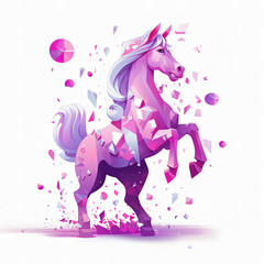 cute cartoon horse with confetti sprinkles, a low poly illustration, adorable character, mascot, concept, digital art