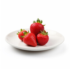 Juicy delicious strawberry lies on beautiful plate, Ai generated
