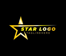 Gold Star Logo vector in elegant style on black background