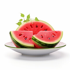 Juicy delicious watermelon lies on beautiful plate, Ai generated