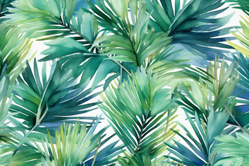 Fototapeta premium background retro summer design tropical leaf trendy jungle palm pattern seamless. Generative AI.