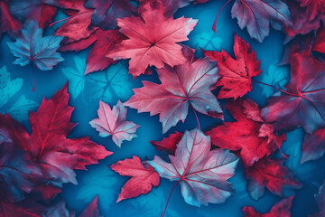 Fototapeta na wymiar red fall neon leaf bright gold design nature orange autumn. Generative AI.