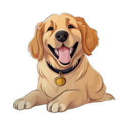 Cute smiling Golden Retriever, cartoon style