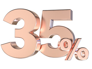 35 Number Gold 3D Render