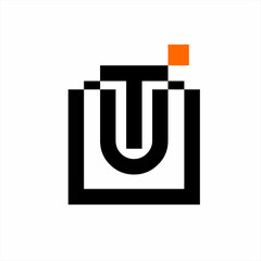 Abstract geometric T U letter vector logo design.