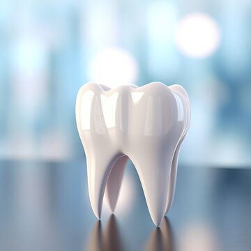 3D Tooth With Blue Background
