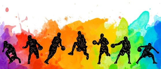 Basketball colorful illustration. Silhouettes of basketball players. © Aliaksei Chernev