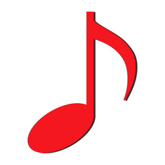 Musical Note, Color Red Eighth Note