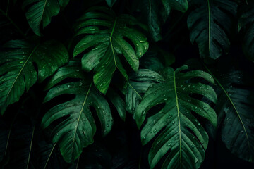 Jungle's Elegance: Green Tropical Forest Leaves Revealed