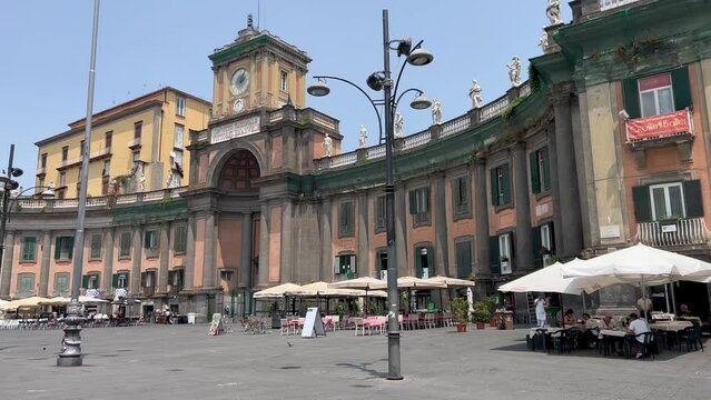 Street view of old town in Naples city