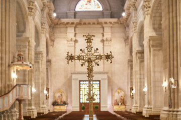 Cruz, cruces, dorado, metal, macro, religión, iglesia