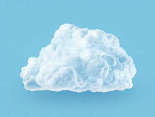A cloud is floating in the air on a blue background. Generative AI.
