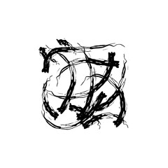 Hand drawn scribbles vector. Doodle, ink brush shapes, random chaotic lines. Charcoal pencil curly lines and squiggles, wide strokes. Black pencil sketches, drawings. Scrawl elements isolated on white