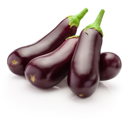 Ripe eggplants vegetable isolated on white background