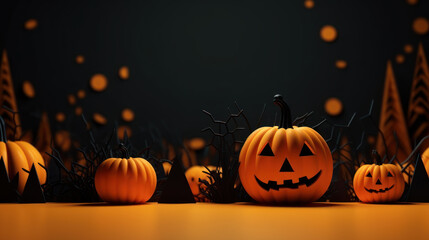 Minimalistic design halloween. Festive design with decorative elements. Horizontal banner and poster, header for website