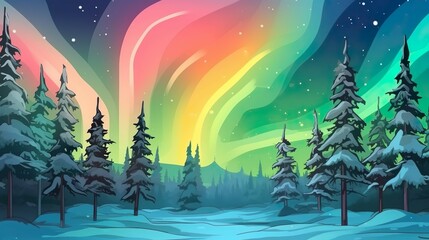 Fototapeta na wymiar Abstract background aurora borealis. Banner design showcasing a neon-colored illustration of the awe-inspiring aurora borealis set against a natural background. Generative AI.