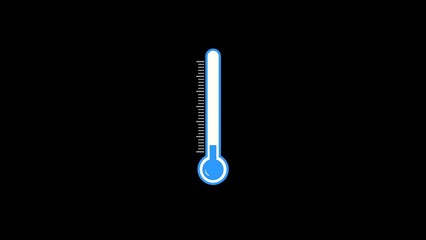 Blue thermometer cooling animation, alpha channel