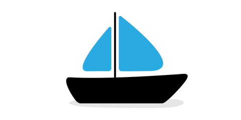 Simple boat with sail isolated illustration