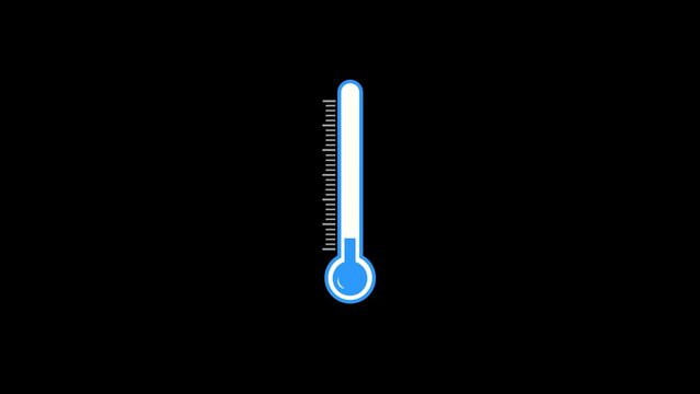 Blue thermometer cooling animation, alpha channel