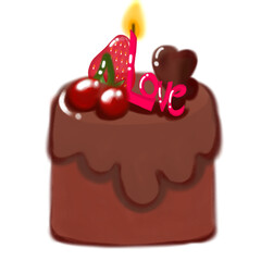 Birthday chocolate cake with candle