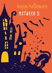 A Halloween greeting card. Vector.
Vector poster, leaflet, invitation to Halloween parties with traditional symbols.