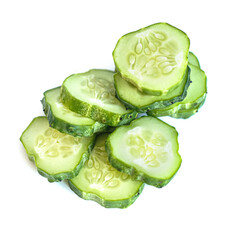 Sliced cucumber isolated on white background