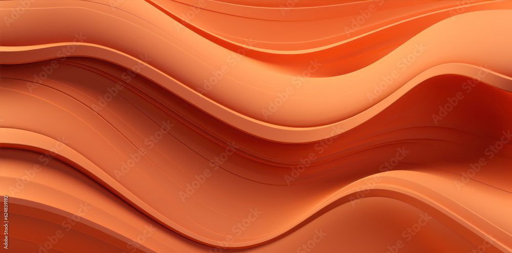 Poster 3d rendering of abstract orange background with smooth wavy lines in it generative ai