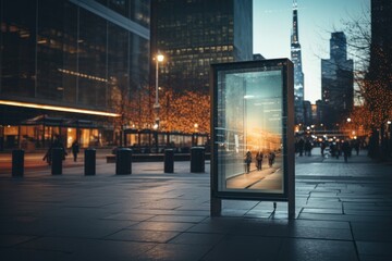 Blank digital signage screen in a public place, ideal for customization, generative ai - Powered by Adobe