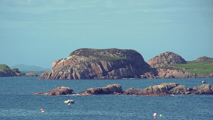 rocky hills in the water