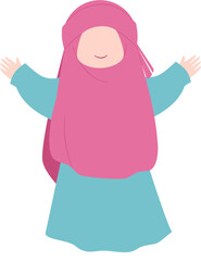 Muslim kid Illustration, Muslim character, cute hijab girl