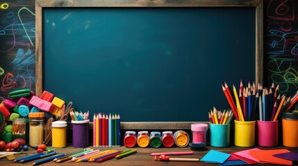 Chalckboard with stationery of school