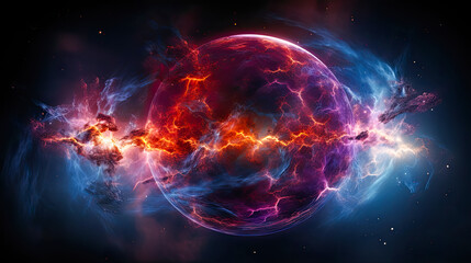 Obraz premium Warm planet poster, falling worlds, earth climate change under influence of mankind. AI generated