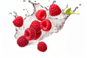 Falling Raspberrys With Water 