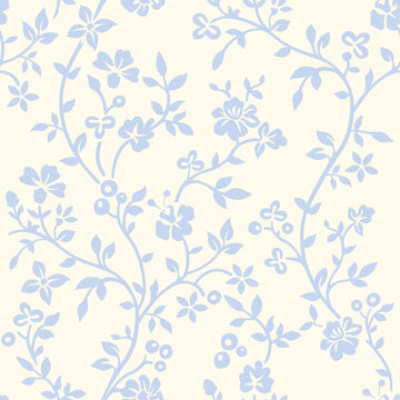 Floral Vine And Berries Wallpaper Repeat