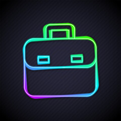 Glowing neon line Briefcase icon isolated on black background. Business case sign. Business portfolio. Vector