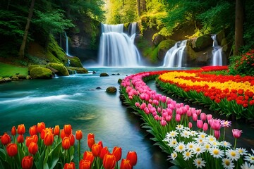 waterfall in the park Generated Ai