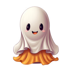 cartoon zombie Ghost halloween cartoon cute smiling little witch in a pumpkin costume with a witch hat