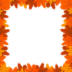 stacked autumn leaves frame in vector design isolated on white