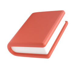 3d red cute empty notepad book stationery for school isolated transparent png. Simple render illustration. Design element for posters, banners, calendar