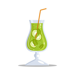 Glass of green juice. Vector illustration