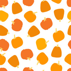 Seamless pattern with orange pumpkins on a white background.