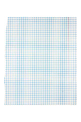 Checkered paper isolated on white background.