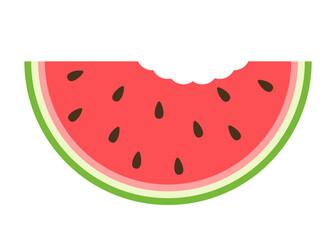 Flat illustration of watermelon slice vector icon isolated on white background.