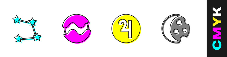 Set Star constellation zodiac, Planet, Symbol Jupiter and Eclipse of the sun icon. Vector