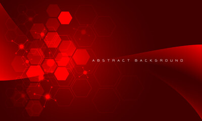 Abstract red technology hexagon curve futuristic with blank space design modern creative background vector