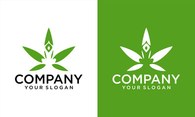 Cannabis leaf, medical marijuana, CBD oil, symbol and logo. Vector design