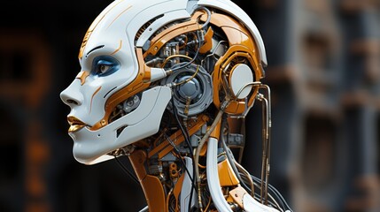 the head of an artificial robot s head, artificial intelligence, 3d, Digital transformation, new technologies, business process strategy, scientific achievements, generative Ai