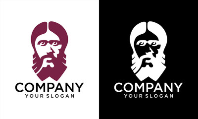 Beard man logo design vector