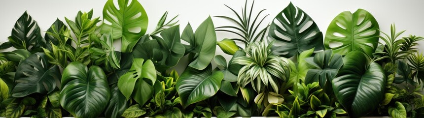 Naklejka na ściany i meble tropical green leaves background 