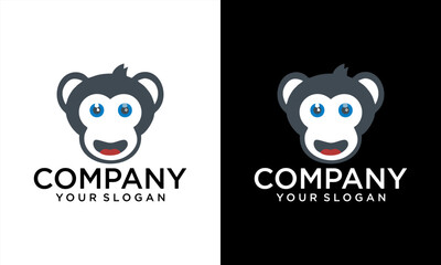 Monkey head logo design template.